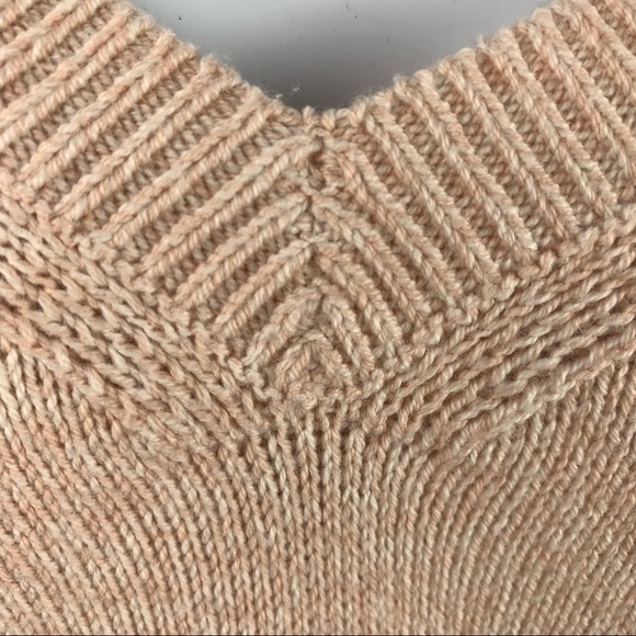 Loft Cold Shoulder Sweater Light Pink V Neck - Picture 4 of 12